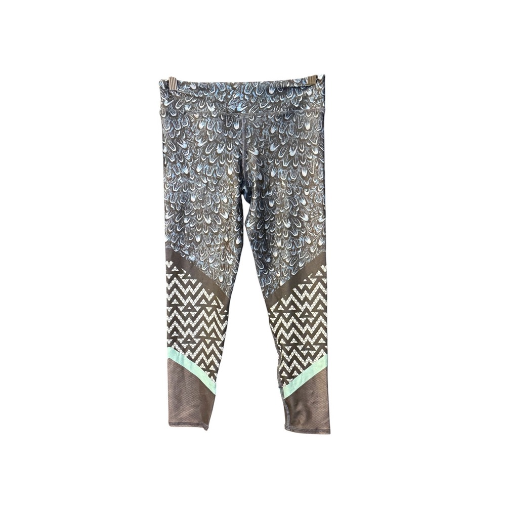 Evolution and Creation Active Leggings Small Blue Peacock Geometric NWT